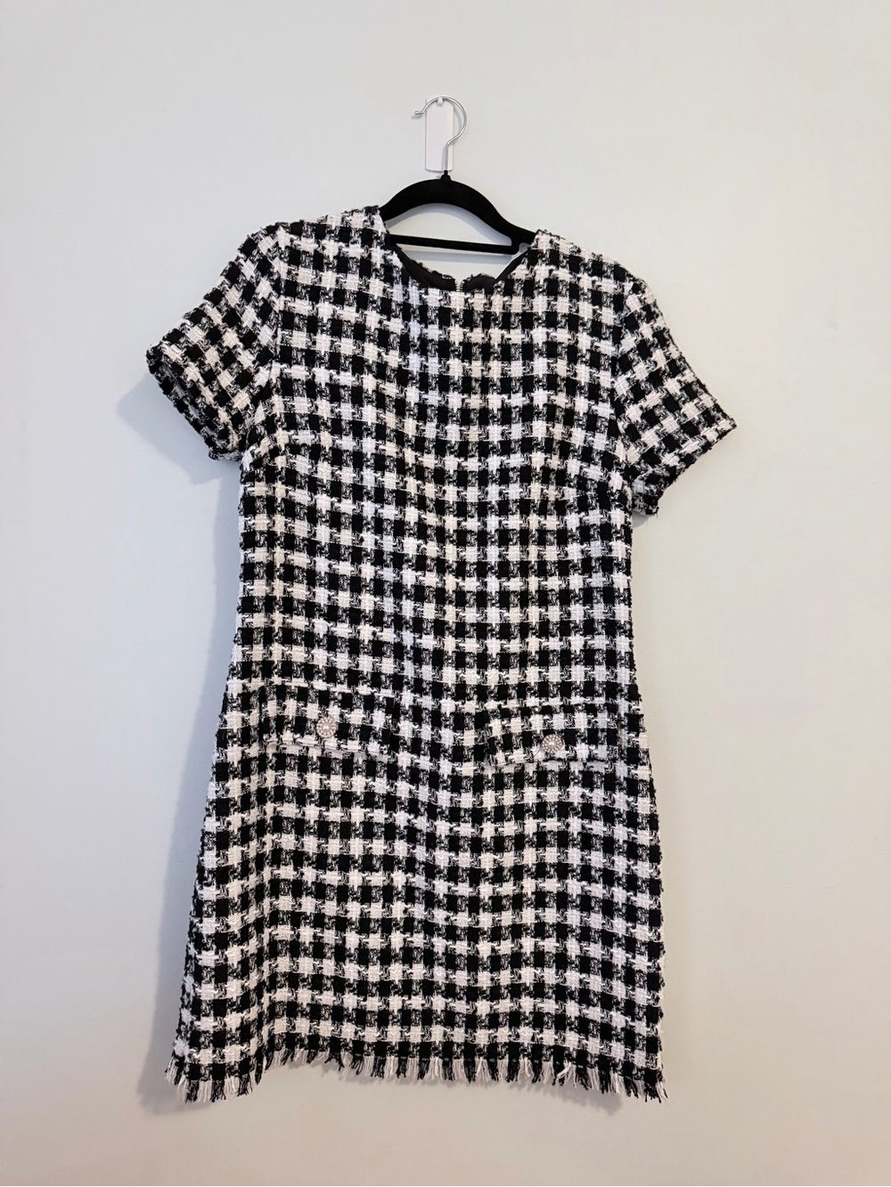 NWT Black and White Houndstooth Tweed Dress Old Money, Preppy Aesthetic